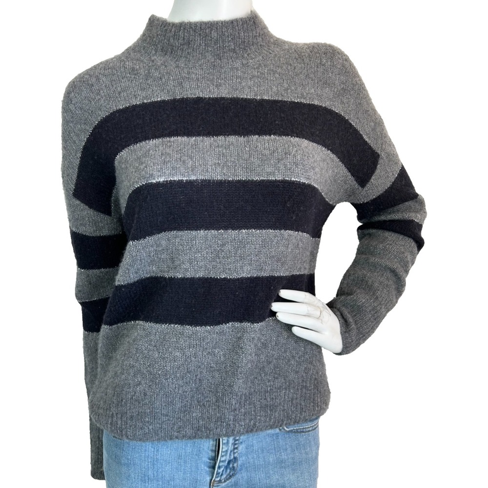 Rails Ellise Gray Black Striped Knit Top Sweater XS Cashmere Blend French Girl
